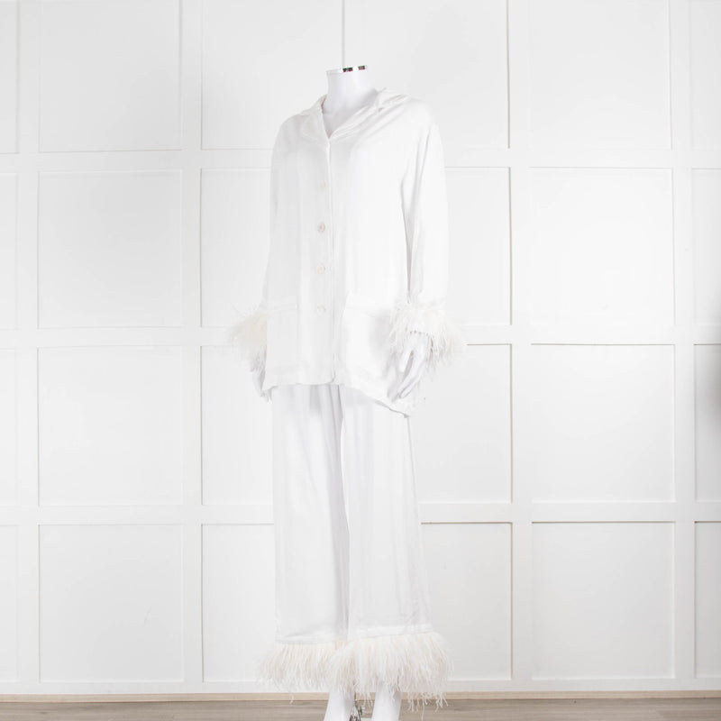 Sleeper Party White Feather Trimmed Pyjama Set