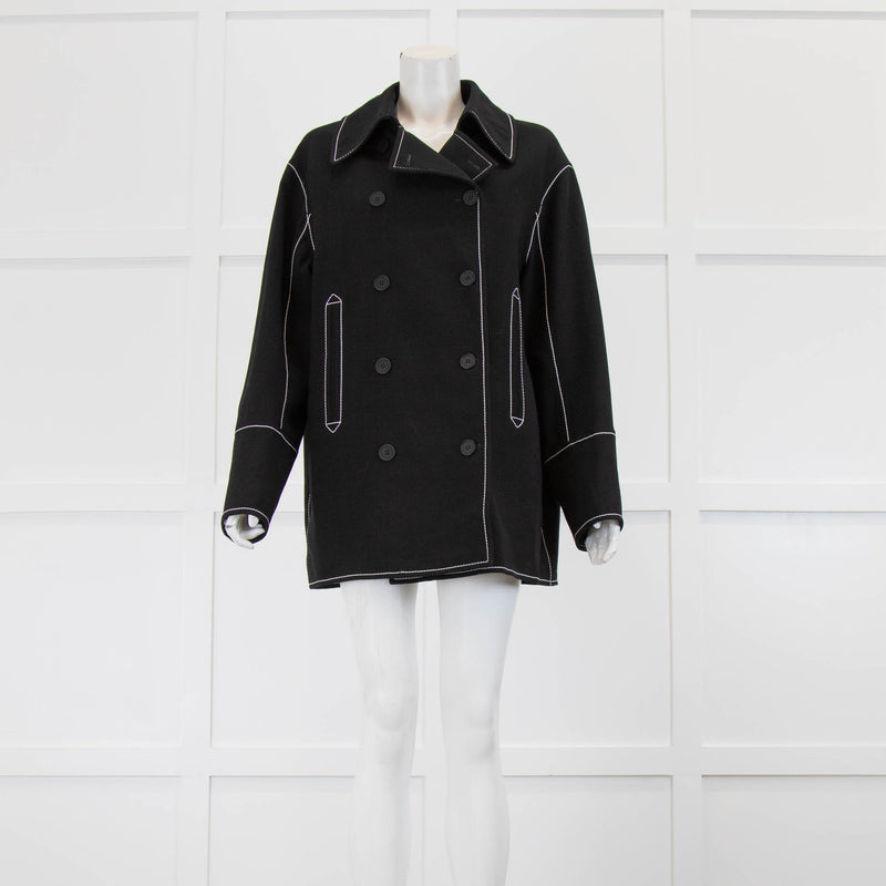 Stella McCartney Black White Thread Double Breasted Jacket