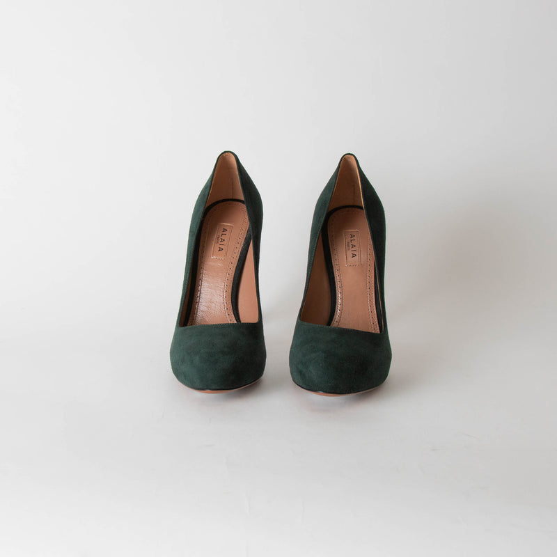 Alaia Dark Green Suede High Heel Shoes