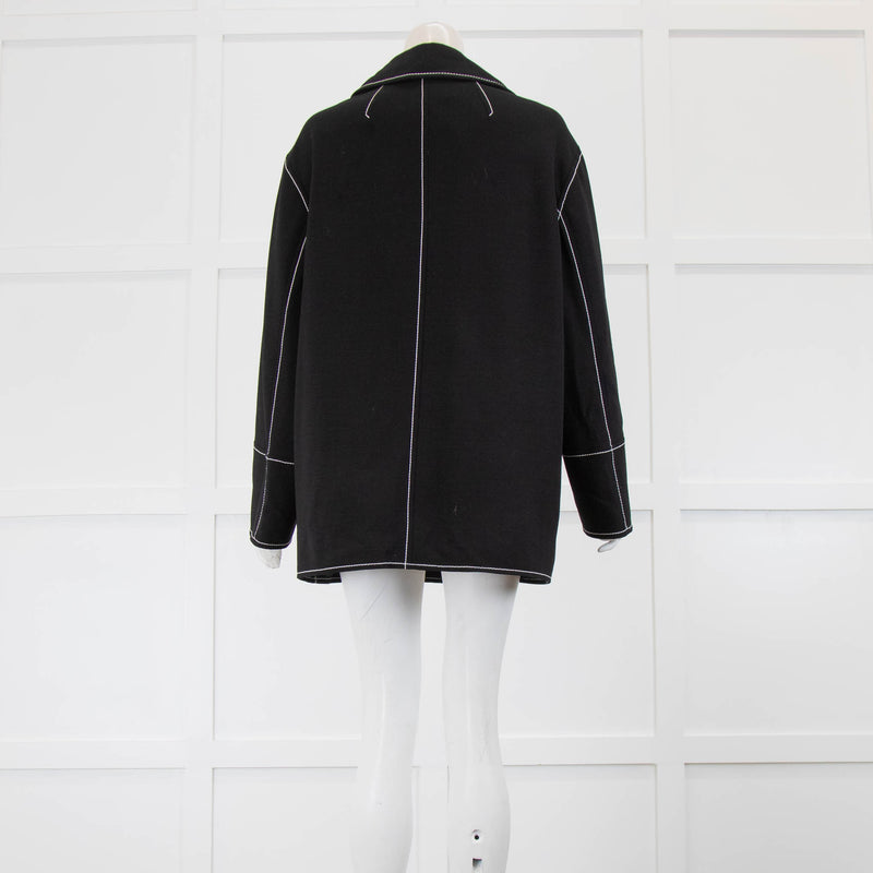 Stella McCartney Black White Thread Double Breasted Jacket