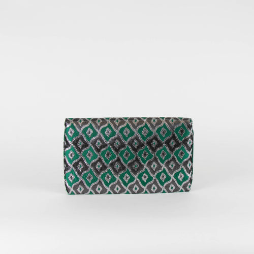 Wilbur & Gussie Green & Silver With Elephant Clasp Clutch