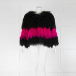 Miss Sixty Black Fuchsia Pink Mongolian Lamb Jacket