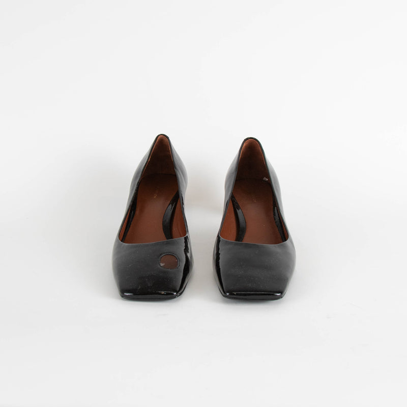 Tory Burch Black Patent Cut Out Heeled Pumps