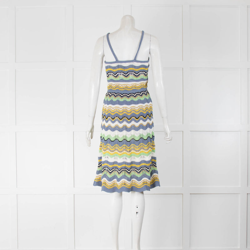 M Missoni Crochet Blue, Green and White Beach Dress