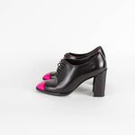 Christian Dior Black Neon Pink Toe Block Heel Shoes