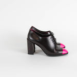 Christian Dior Black Neon Pink Toe Block Heel Shoes