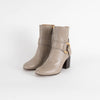 Chloe Taupe Leather Buckle Ankle Boots