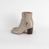 Chloe Taupe Leather Buckle Ankle Boots