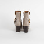 Chloe Taupe Leather Buckle Ankle Boots