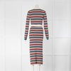 Nicholas Striped Ribbed Knit Maxi Dress with Belted Waist