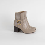 Chloe Taupe Leather Buckle Ankle Boots