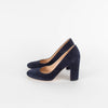 Gianvito Rossi Navy Suede Block Heeled Shoes