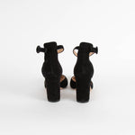 Gianvito Rossi Black Suede Block Heel Ankle Strap Shoes