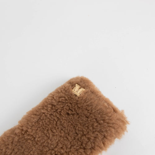 Max Mara Brown Faux Fur & Knit Fingerless Long Gloves