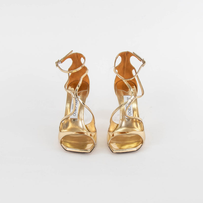 Jimmy Choo Gold Patent Leather Heeled Sandals