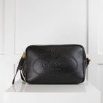 Prada Black Leather Logo Embossed Camera Bag