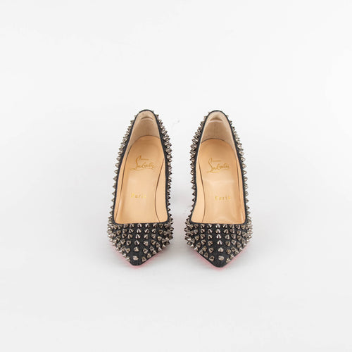 Christian Louboutin Grey Silver Studded Heeled Shoes