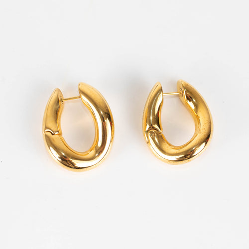 Balenciaga Loop Gold Plated Hinged Hoop Earrings