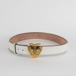 Gucci Cream Leather Heart Belt