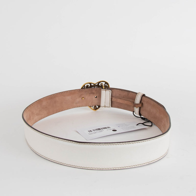 Gucci Cream Leather Heart Belt