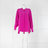 Vince Purple Silk Collarless Blouse with Patch Pocket