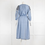 Ulla Johnson Blue White Ethnic Cotton Long Sleeve Dress