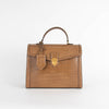 Smythson Light Brown Mara Coronet Croc-Effect Leather Handbag