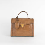 Smythson Light Brown Mara Coronet Croc-Effect Leather Handbag