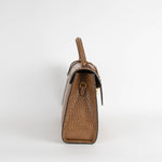 Smythson Light Brown Mara Coronet Croc-Effect Leather Handbag