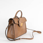 Smythson Light Brown Mara Coronet Croc-Effect Leather Handbag