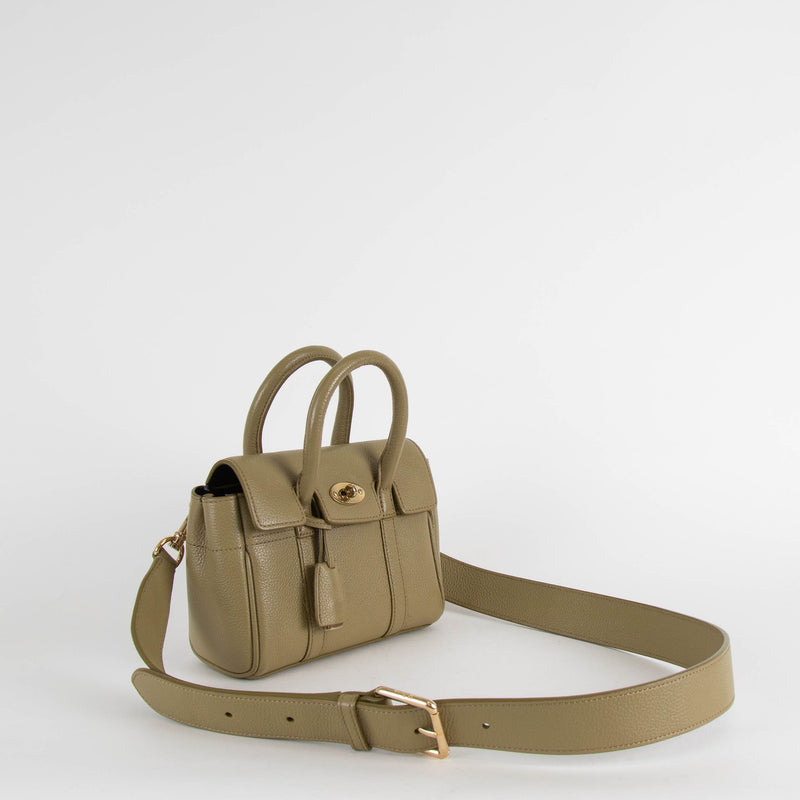 Mulberry Summer Khaki Classic Grain Mini Bayswater Bag