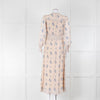 Vilshenko Light Beige Blue Floral Long Sleeve Silk Dress