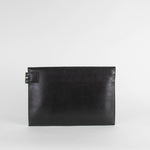 Victoria Beckham Black Leather Tweed Front Clutch Bag