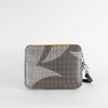 Alexander McQueen Black White Print Yellow Trim Clutch Bag