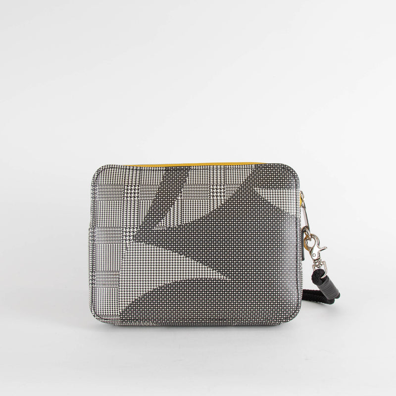 Alexander McQueen Black White Print Yellow Trim Clutch Bag