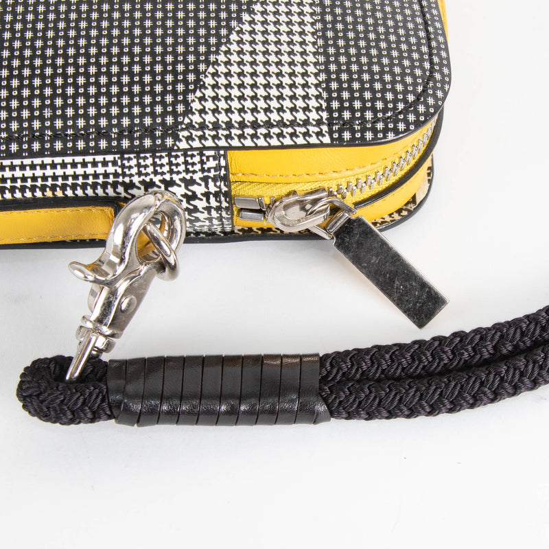 Alexander McQueen Black White Print Yellow Trim Clutch Bag