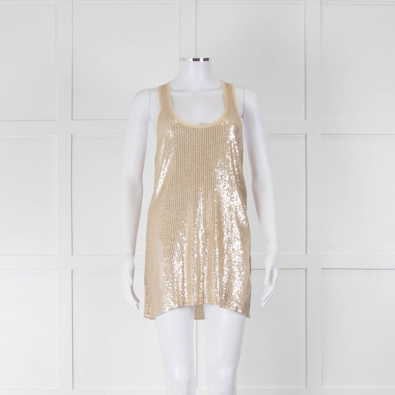 By Malene Birger Gold Silver Sequin Sleeveless Top