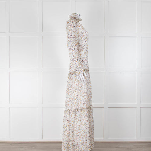 Ridley White Floral Silk Extra Long Maxi Dress