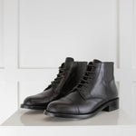 Saint Laurent Black Lace Up Ankle Leather Boots