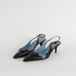 Prada Black Slingback Kitten Heel with Logo Bow