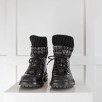 Chanel Black Leather Sock Combat Boots