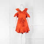 Zimmerman Orange Silk Frilled Mini Dress