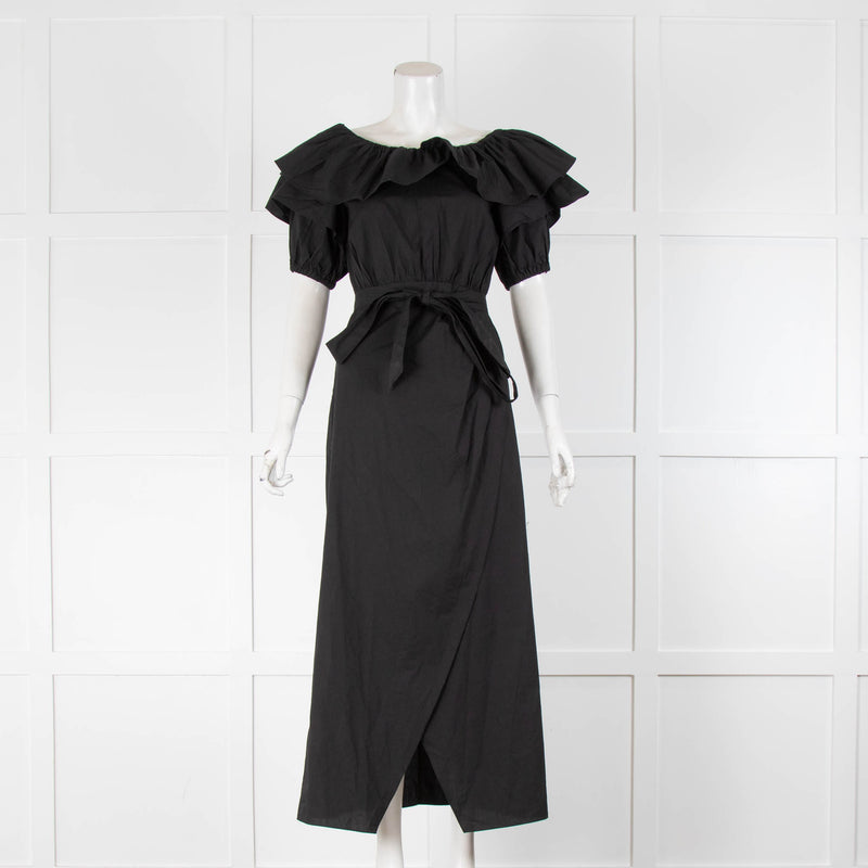 Paper London Black Cotton Short Sleeve Maxi Dress