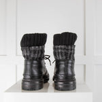 Chanel Black Leather Sock Combat Boots