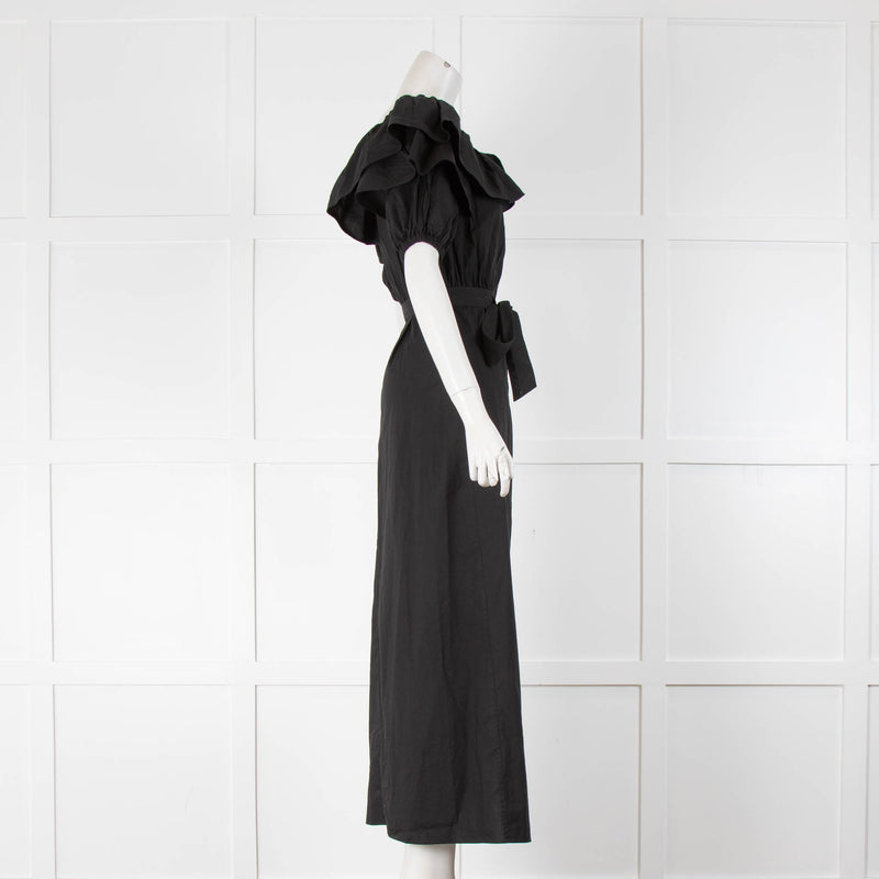 Paper London Black Cotton Short Sleeve Maxi Dress