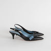 Prada Black Slingback Kitten Heel with Logo Bow