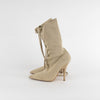 Yeezy Beige Knit Pointed Toe Lace up Boots