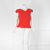 Roland Mouret Red Asymmetric Seam Detail Fitted Top