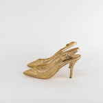 Dolce & Gabbana Gold Lace Pointed Toe Slingback