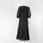 Wyse Black Gold Lurex Spot Maxi Dress